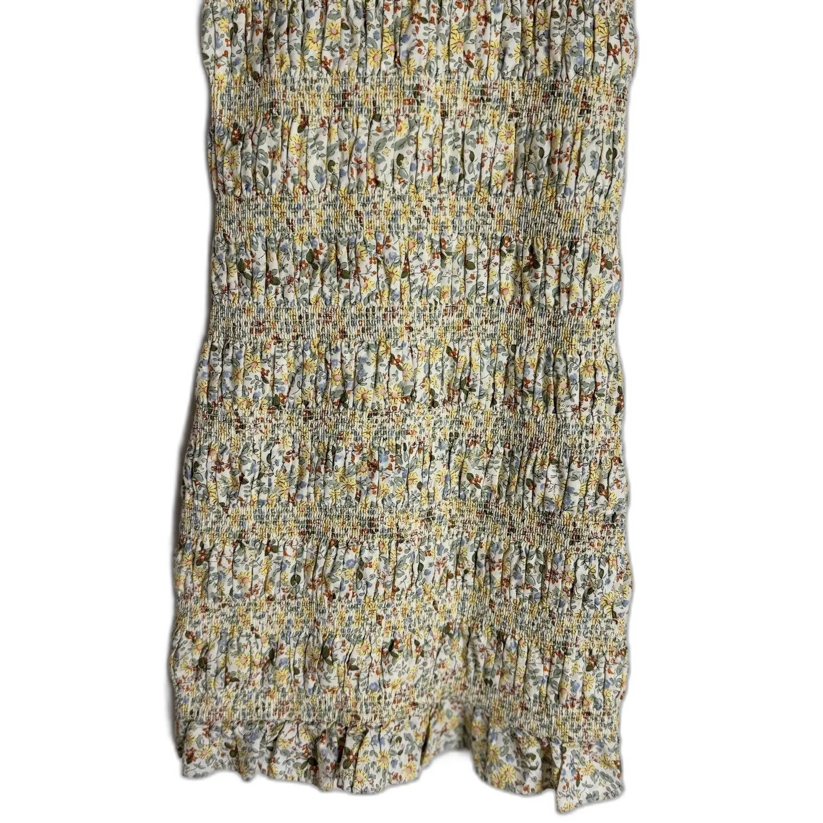 Storia Dress Womens Small Floral Smocked Square Neck Ruffle Mini Cottagecore - Image 4