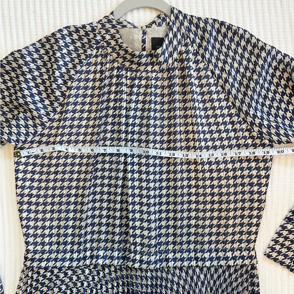 Birgitte Herskind Houndstooth Longsleeve Midi Dress Blue Size 12 - Image 8