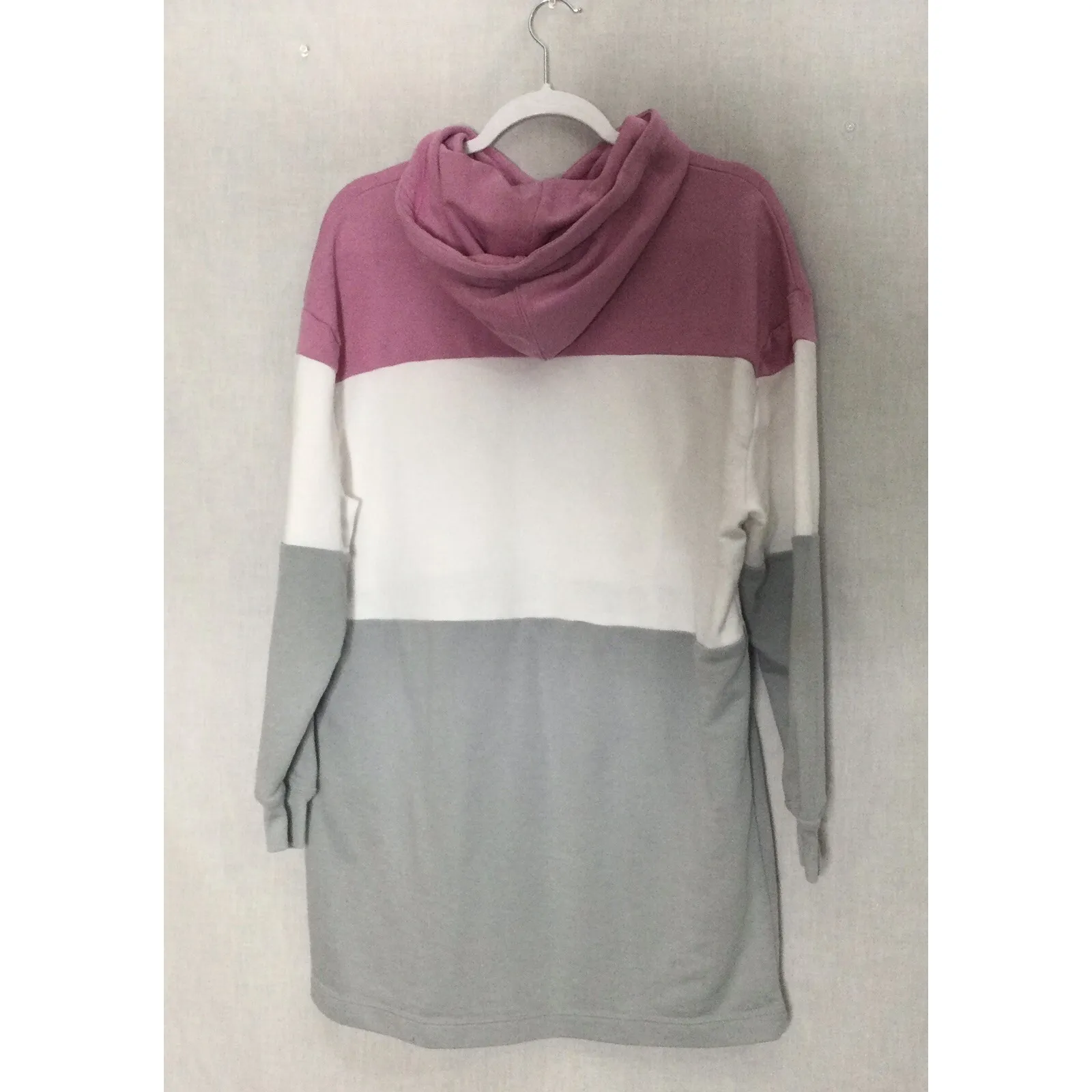 Nike‎ Sweatshirt Hoodie Dress Size Small Petite Colorblock Pink Gray White New - Image 3