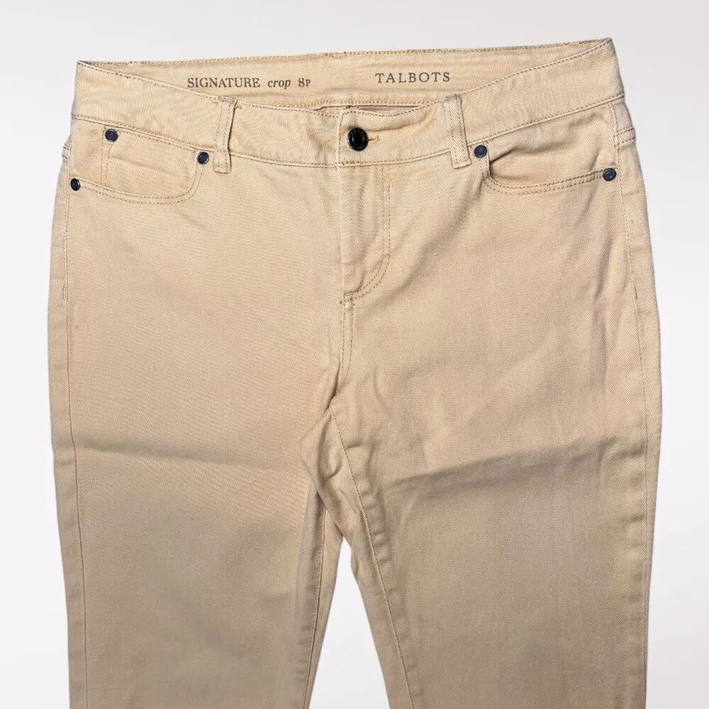 Talbots Yellow Signature Crop Jeans Zip Hem Stretch 8 Petite - Image 2