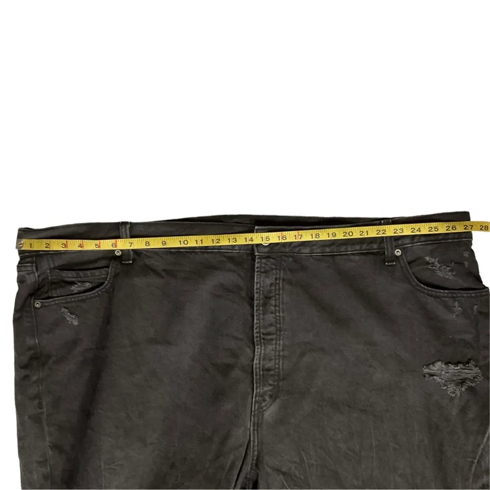 Old Navy Women's High Rise Slouchy Straight Cropped Jeans 30‎ Black Distressed - Image 9