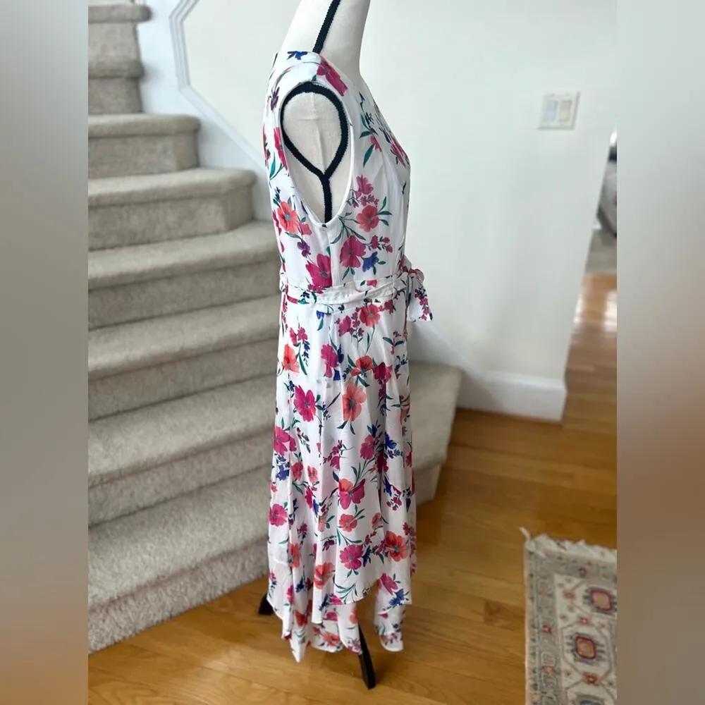 Calvin Klein White & Pink/Orange Floral Sleeveless Dress - Image 2