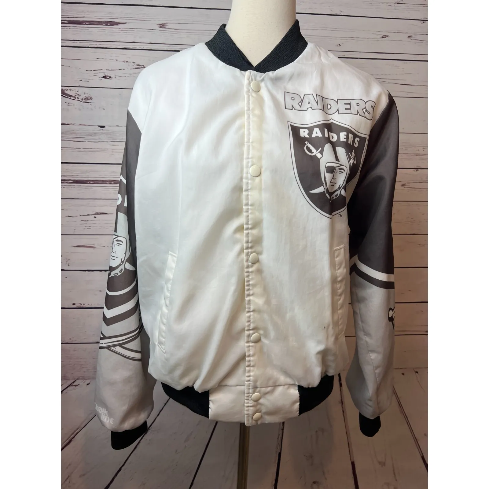 Chalk Line Los Angeles Las Vegas Raiders Oakland Satin‎ Jacket XL Vintage 90s - Image 3