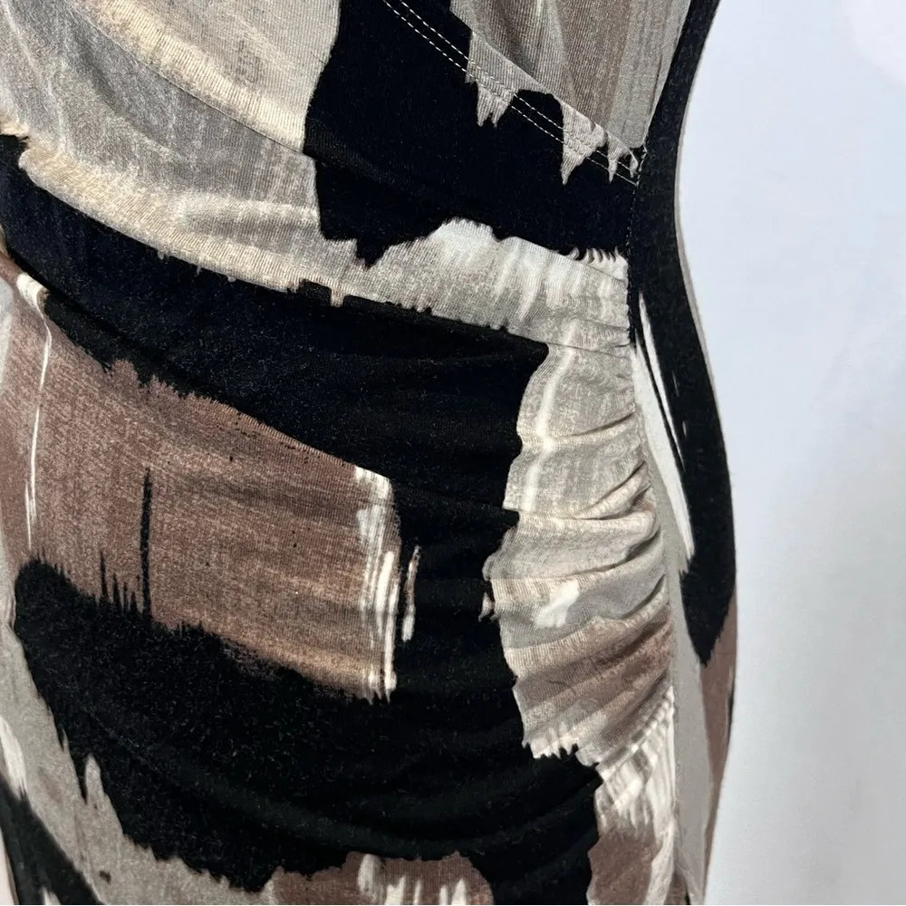 Ann Taylor black tan and mocha ruched faux wrap dress size XS - Image 3