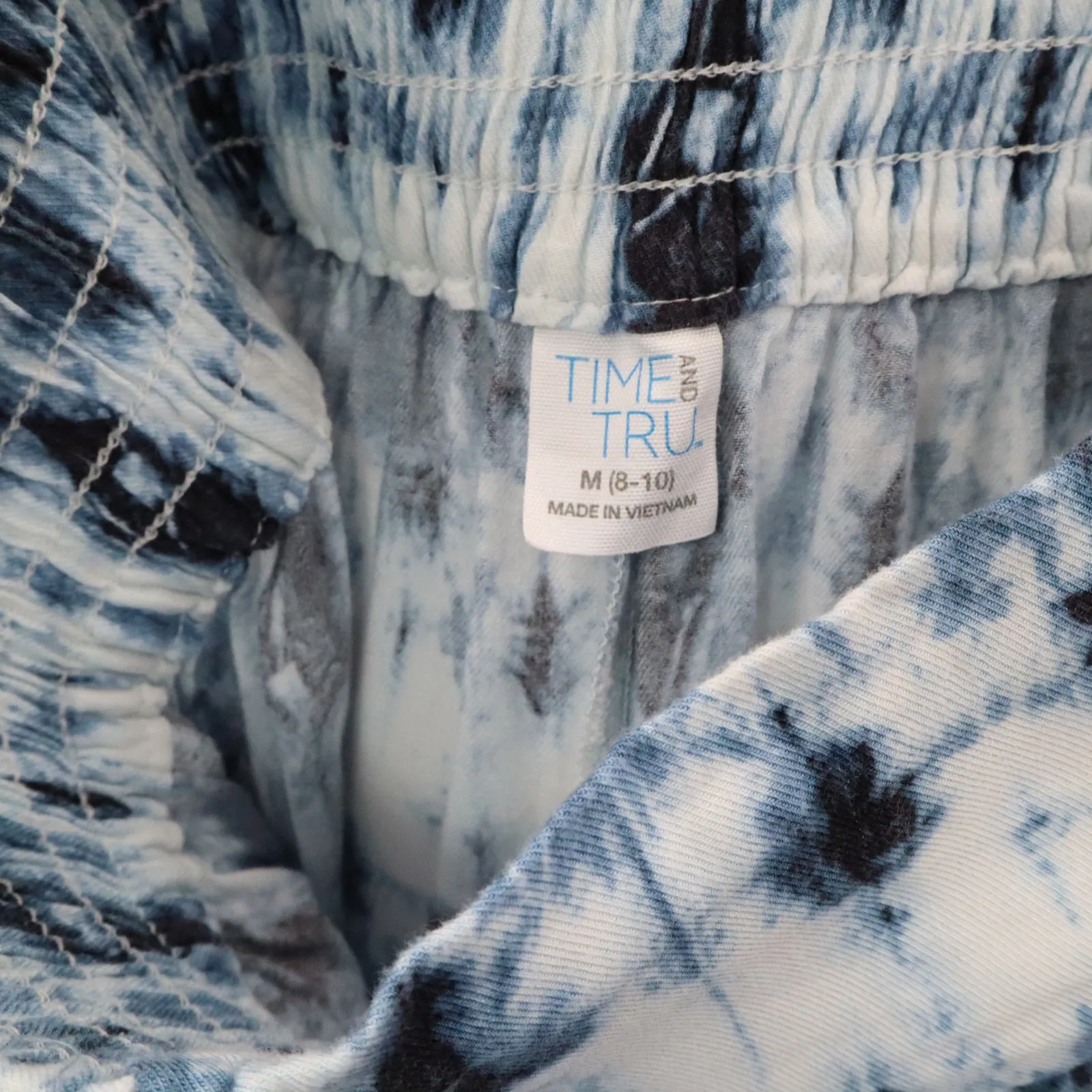 Time and Tru Tie Dye Wide Leg Pants Blue Boho Lounge Beach Pull On Flowy Medium - Image 8