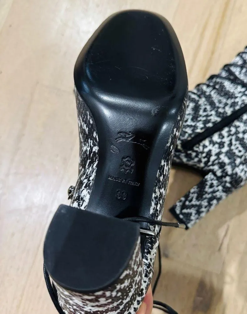 Longchamp Leather Animal Print Combat Boots - Image 7