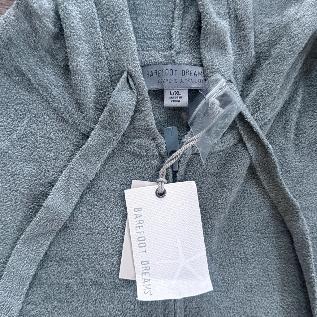 Barefoot Dreams Sage Hooded Zip-Up Cozychic Ultra Lite Hoodie Blue Spruce L/XL - Image 4