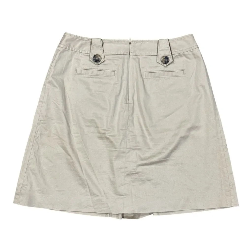 White House Black Market Womens Beige A-Line Skirt Size 6 Cotton Blend Button Detail - Image 3