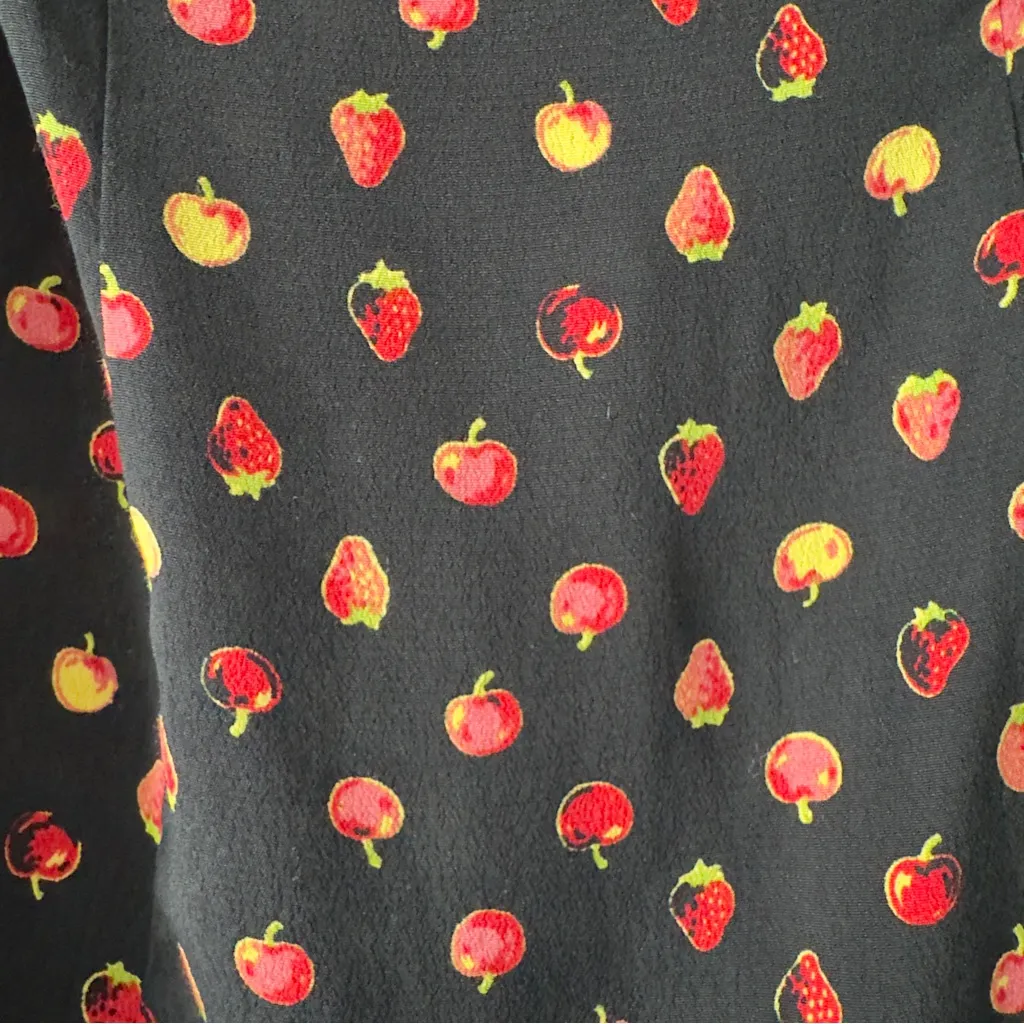 Kimchi Blue Urban Outfitters Fruit Print Black Red Strappy Dress Deep B-Neck EUC - Image 7