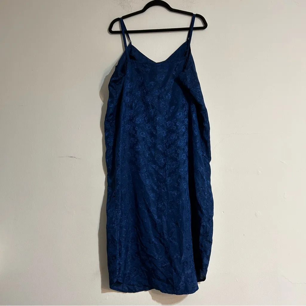 Vintage Blue Floral Embossed Slip Midi Dress Size 1X Fairy Witchy Whimsygoth - Image 2