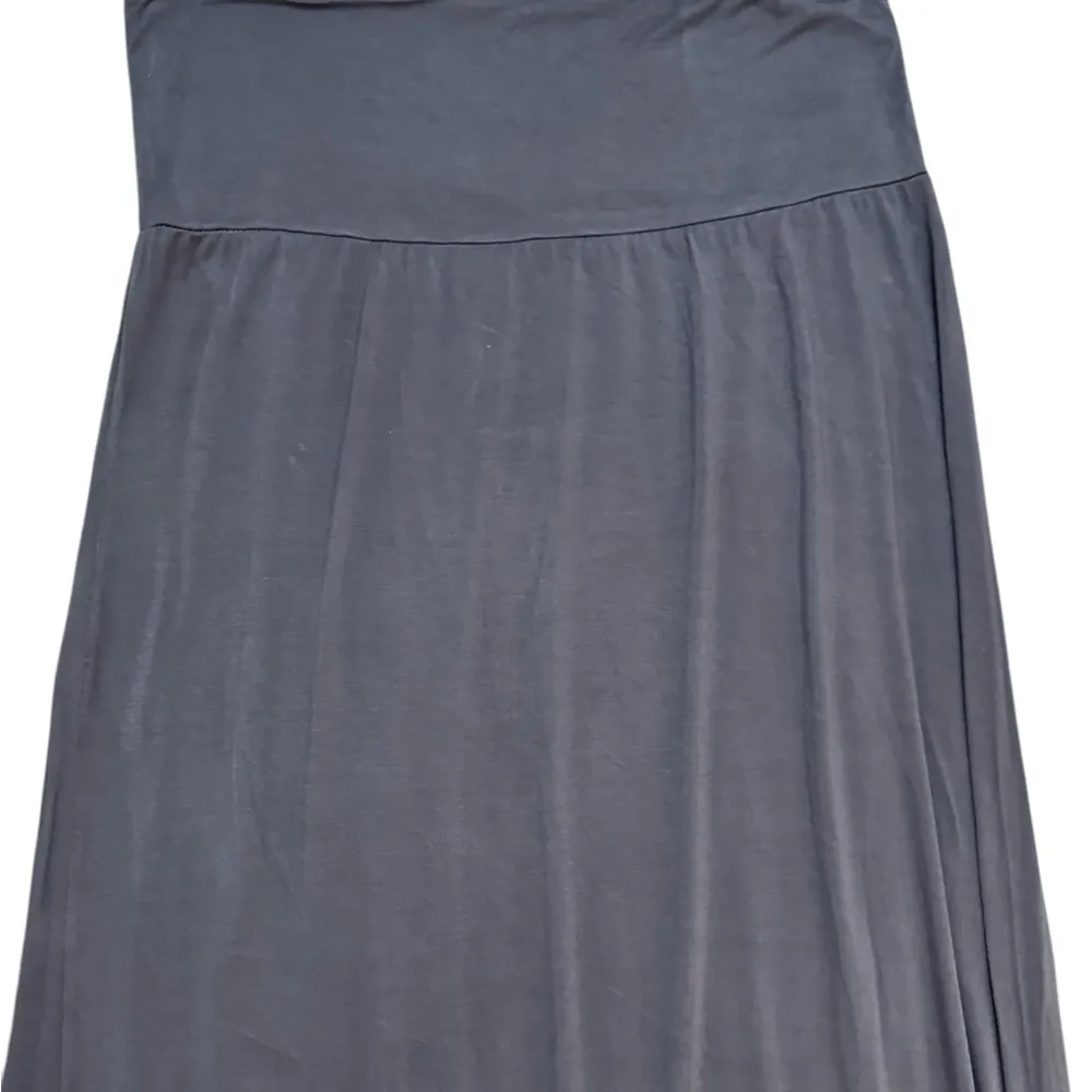 Blue Gray Maxi A-Line Skirt with Pleats for Work - Image 2