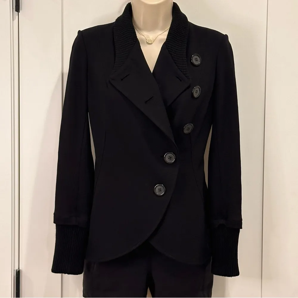 Bailey 44 Britto Wool Jacket Buttons XS Black Military Funnel Neck Classic Edgy - Image 7