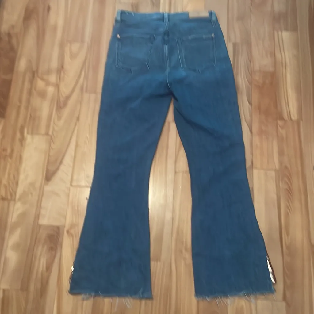 Seven For All Mankind flare high waist slim kick sequin distressed hem jeans - Image 8