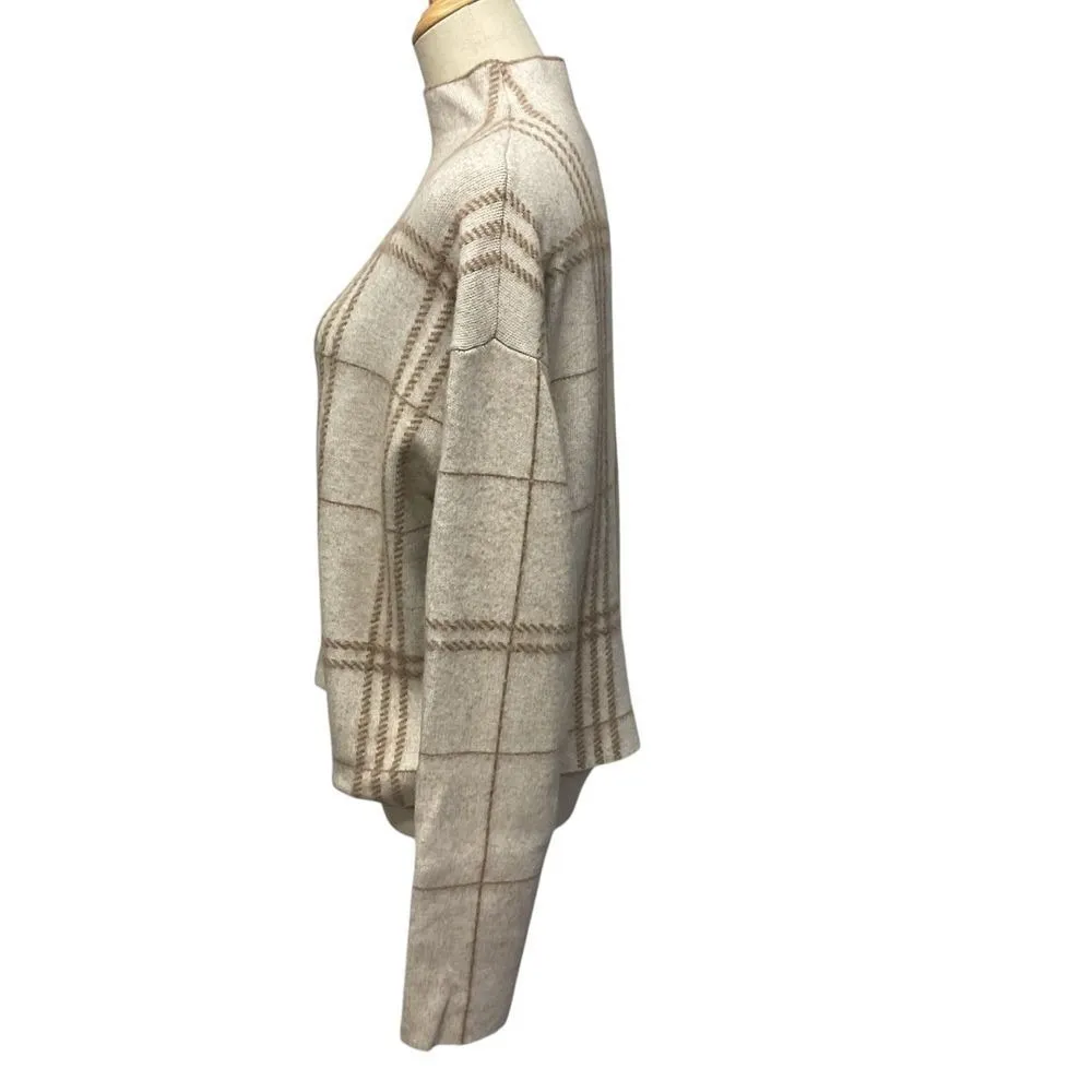 Tahari Women's Plaid Mock Neck Sweater Top Knit Long Sleeve Pullover Size M - Image 4