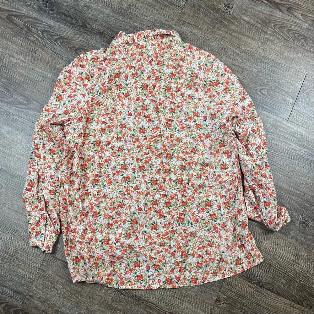 J Jill Shirt Women L Colorful Button Front 100%  Rayon Long Sleeve Cottagecore - Image 5