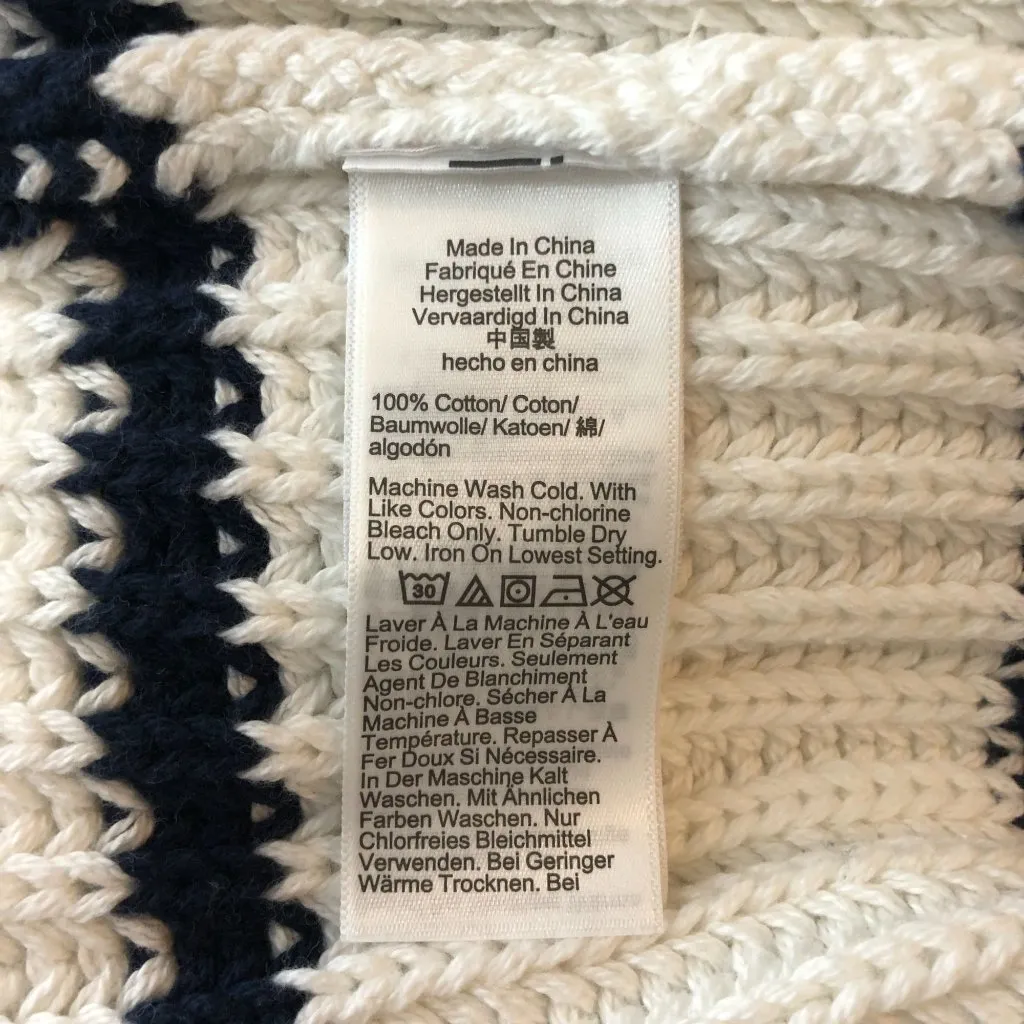 J Crew Heritage Cotton Fisherman Crewneck Sweater In Stripe Navy Blue White XS - Image 6