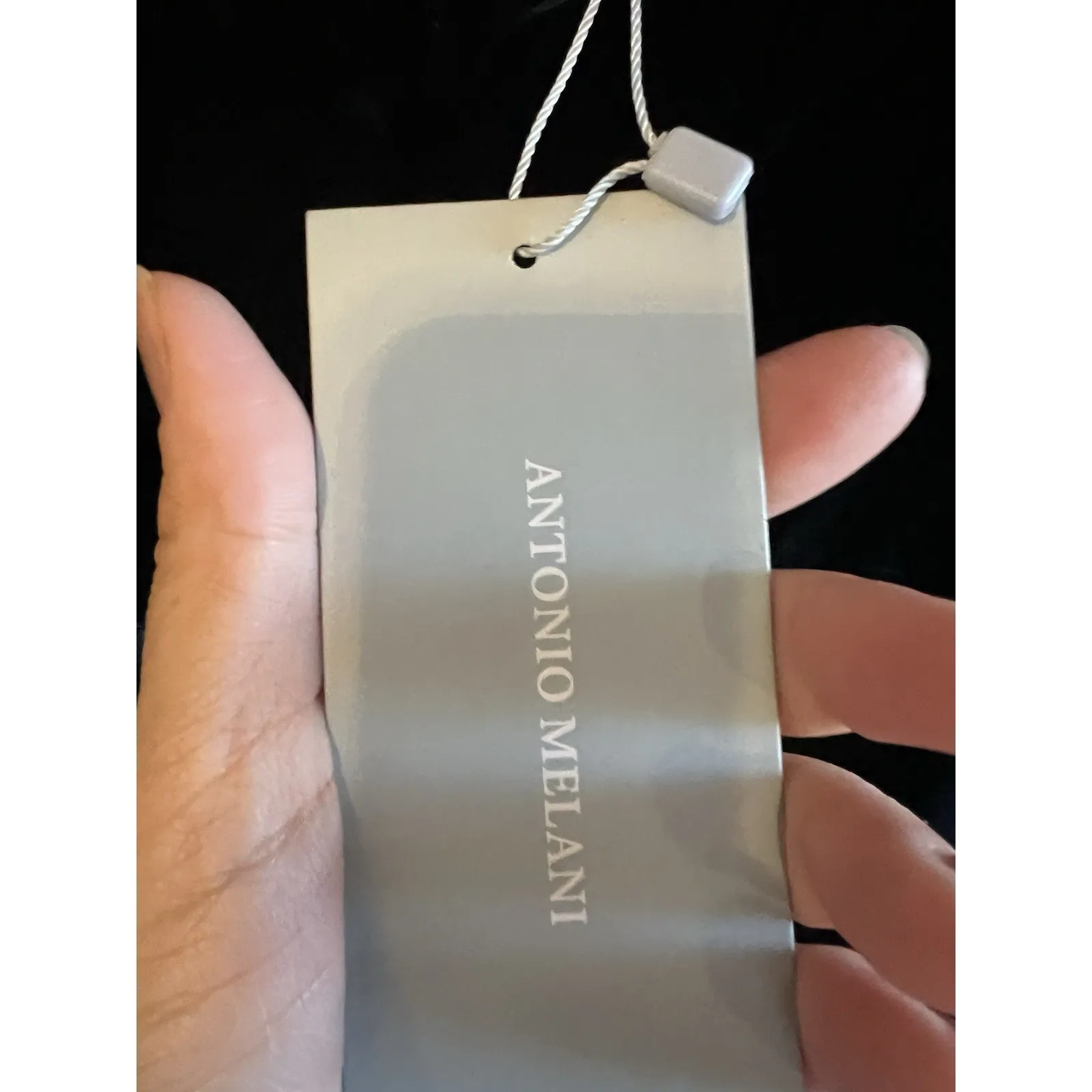 Antonio Melani Sz 16 Black Velvet Dress Midi Mackenzie Square Neck Puff Sleeve - Image 4