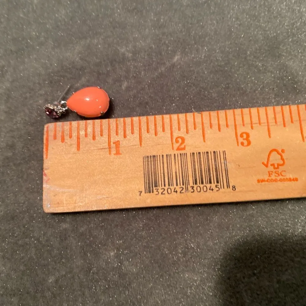 #410 BOUTIQUE Orange and Amber Stone Drop Earrings - Image 6