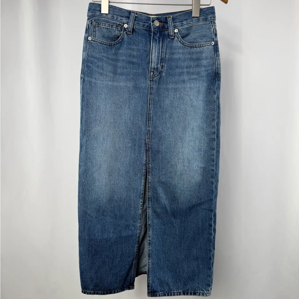 Madewell Denim Mid Rise Maxi Skirt in Pratt Wash Size‎ 23 - Image 3