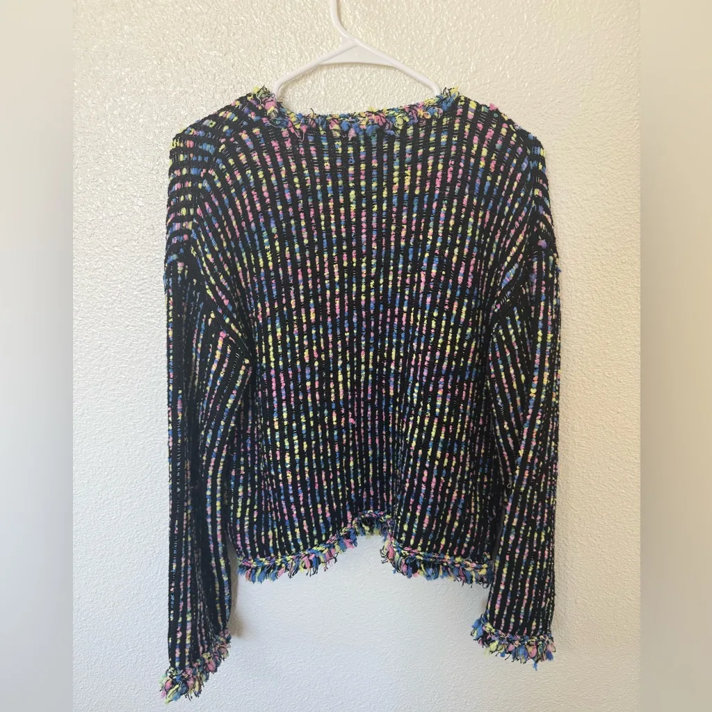 Zara Black Multicolor Knit Jacket Size Large - Image 4