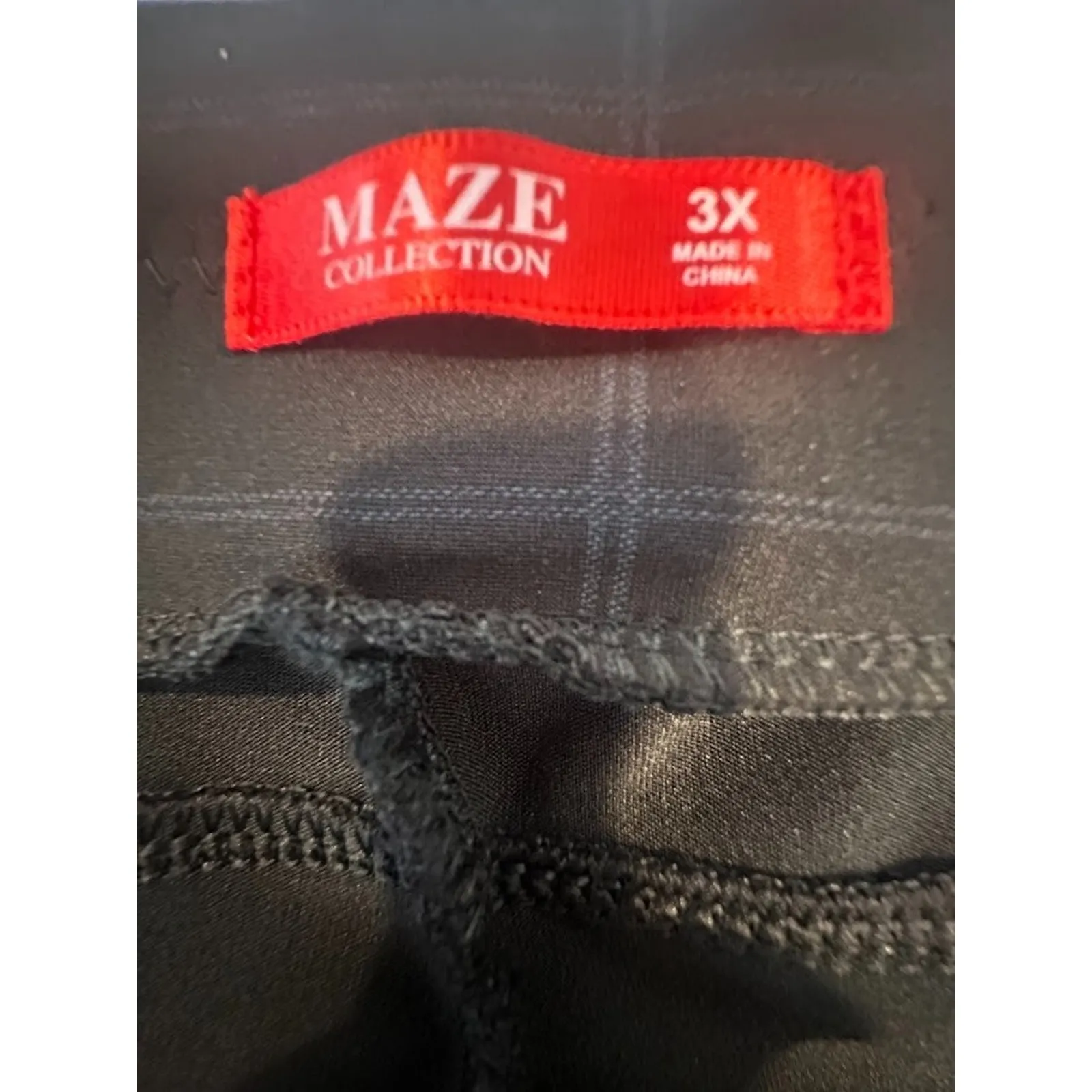 MAZE Collection Women Levanta Cola Slimming Scuba Control Plaid Pants Sz 3X Black - Image 4