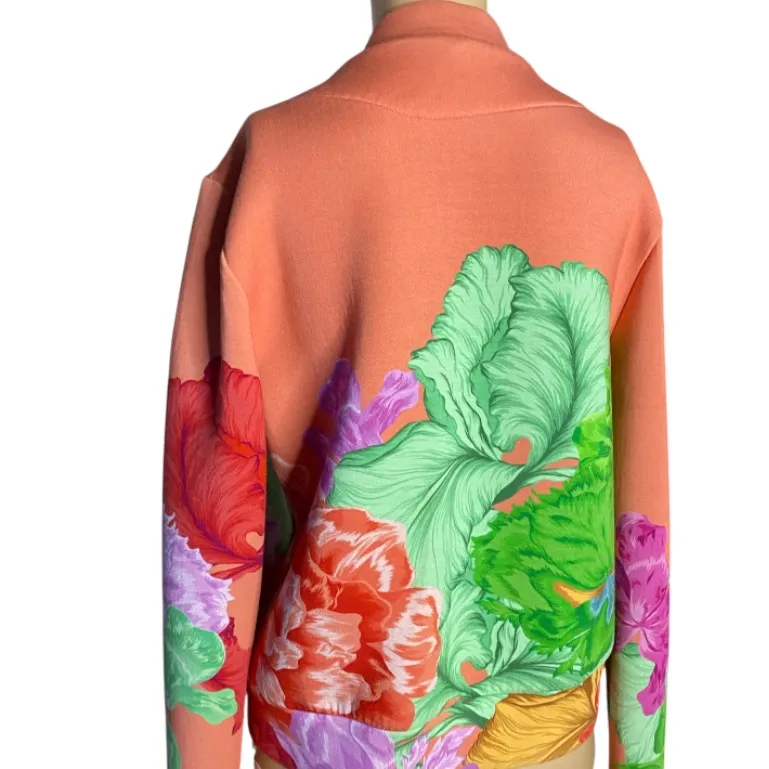 The KIT. Floral & Leaf Print Raglan Sleeve Bomber Jacket M Orange Size M - Image 8