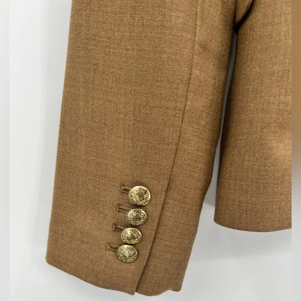 J.Crew  Schoolboy Blazer Jacket Wool Blend Lined Pockets Buttons Tan Camel 2 - Image 12