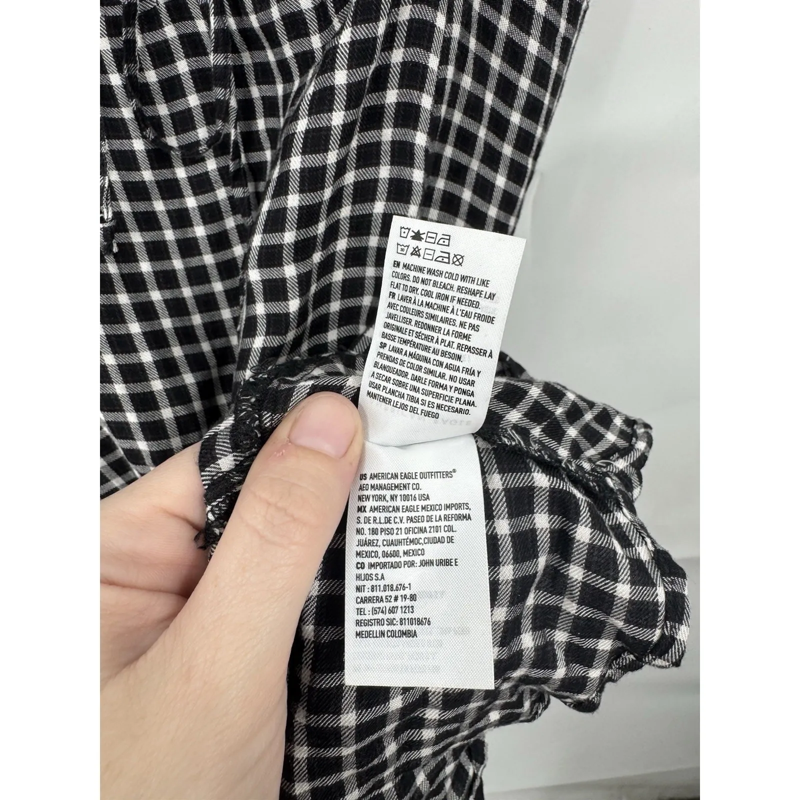 American Eagle Plaid Ruffle Mini Dress Women Small Black White Western Babydoll - Image 6