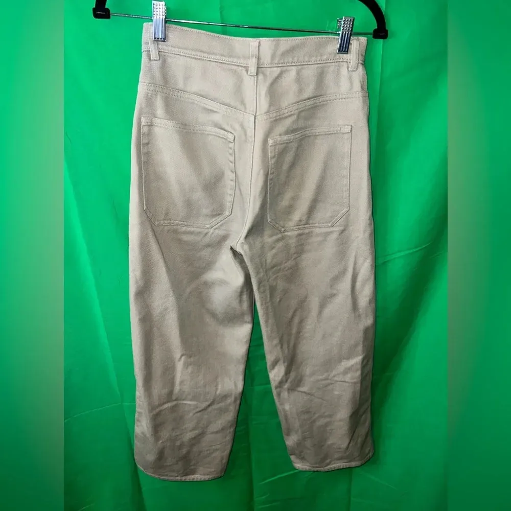 & other stories khaki cropped denim jeans, size 2 - Image 2