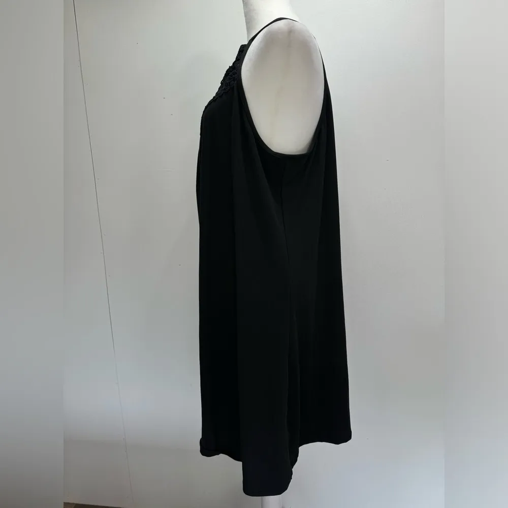 Black Crochet Lace Cutout Yoke Halter Swing Knit Dress by Emery Rose Size 1X - Image 4