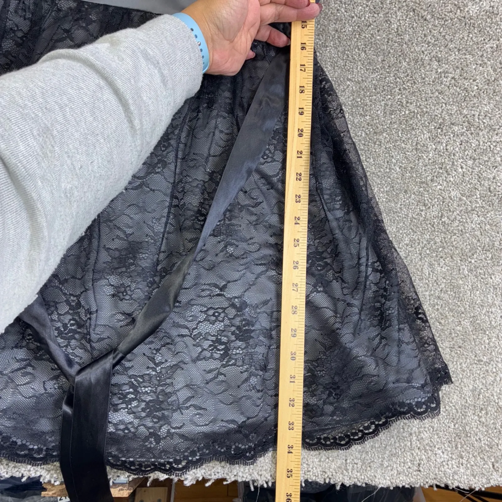 SORELLA VITA Gray Satin Lace Fit Flare Dress Bridesmaid Formal Size 12 Party - Image 9