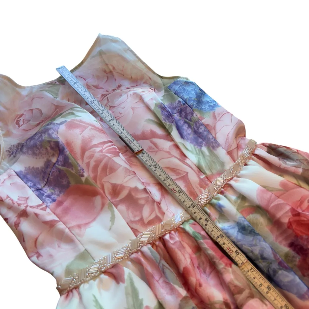 Carmen Marc Valvo Infusion Floral Midi Dress Size 4 Summer Wedding Guest in EUC - Image 8