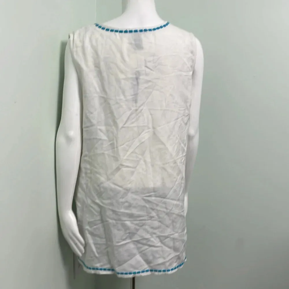 NWT! Grace Elements Women's Embroidered Top XL White and Blue - Image 6