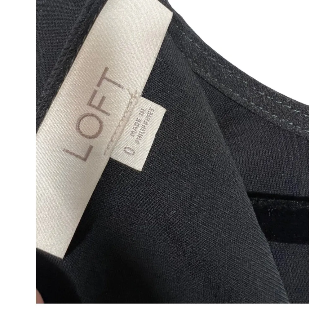 LOFT Solid Black Cap Sleeve‎ Midi Dress 0 - Image 7