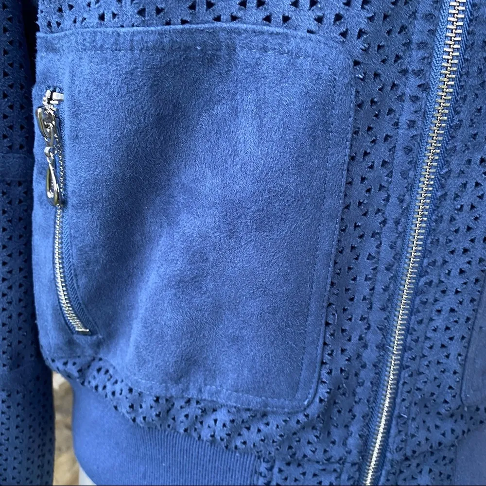 Kenneth Cole New York Faux Suede Jacket Blue Size M - Image 10