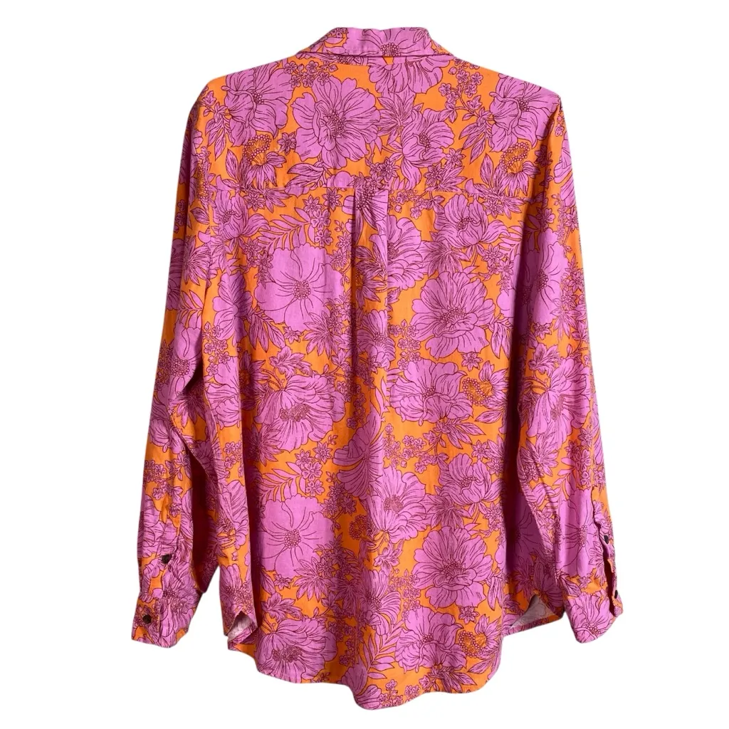 Floral Linen Button Up Shirt Universal Thread - Image 5