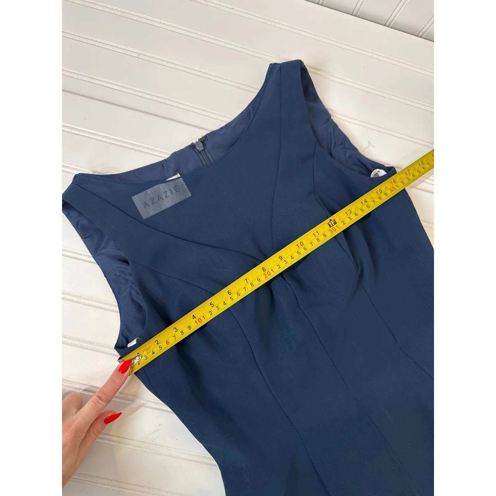 Azazie Kaya Dress Navy Blue Sleeveless Special Occasion Wedding Cocktail Size 12 - Image 4