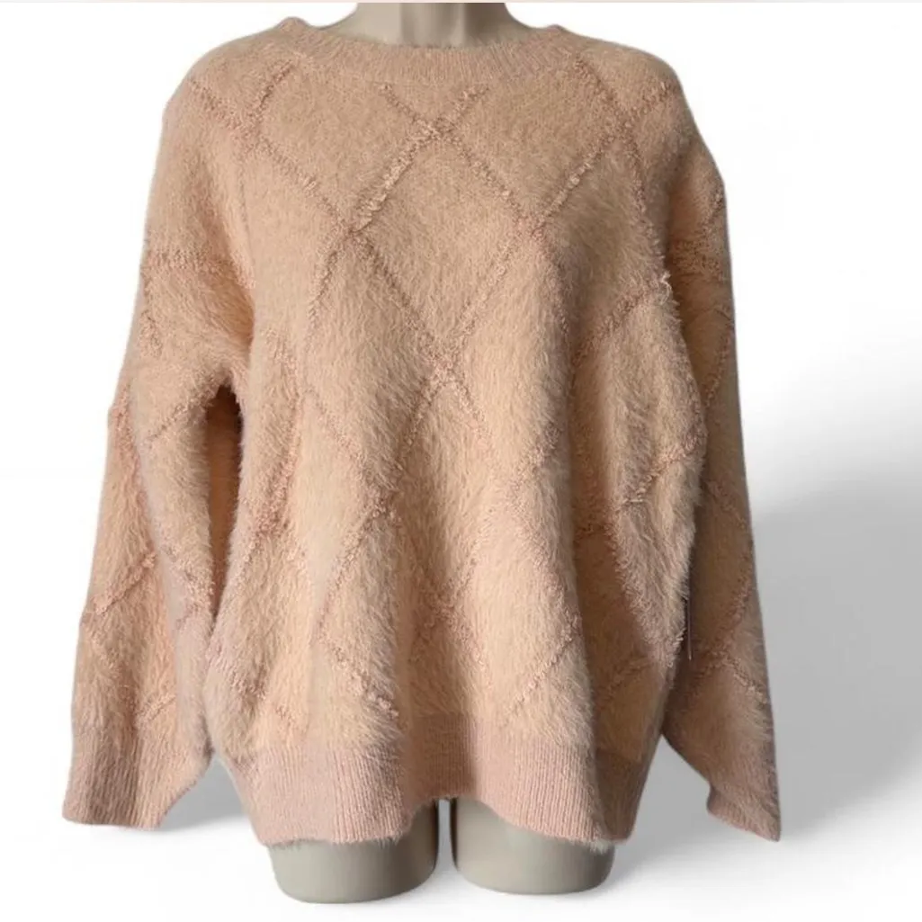 Fuzzy Diamond Sweater‎ Pink - Image 2