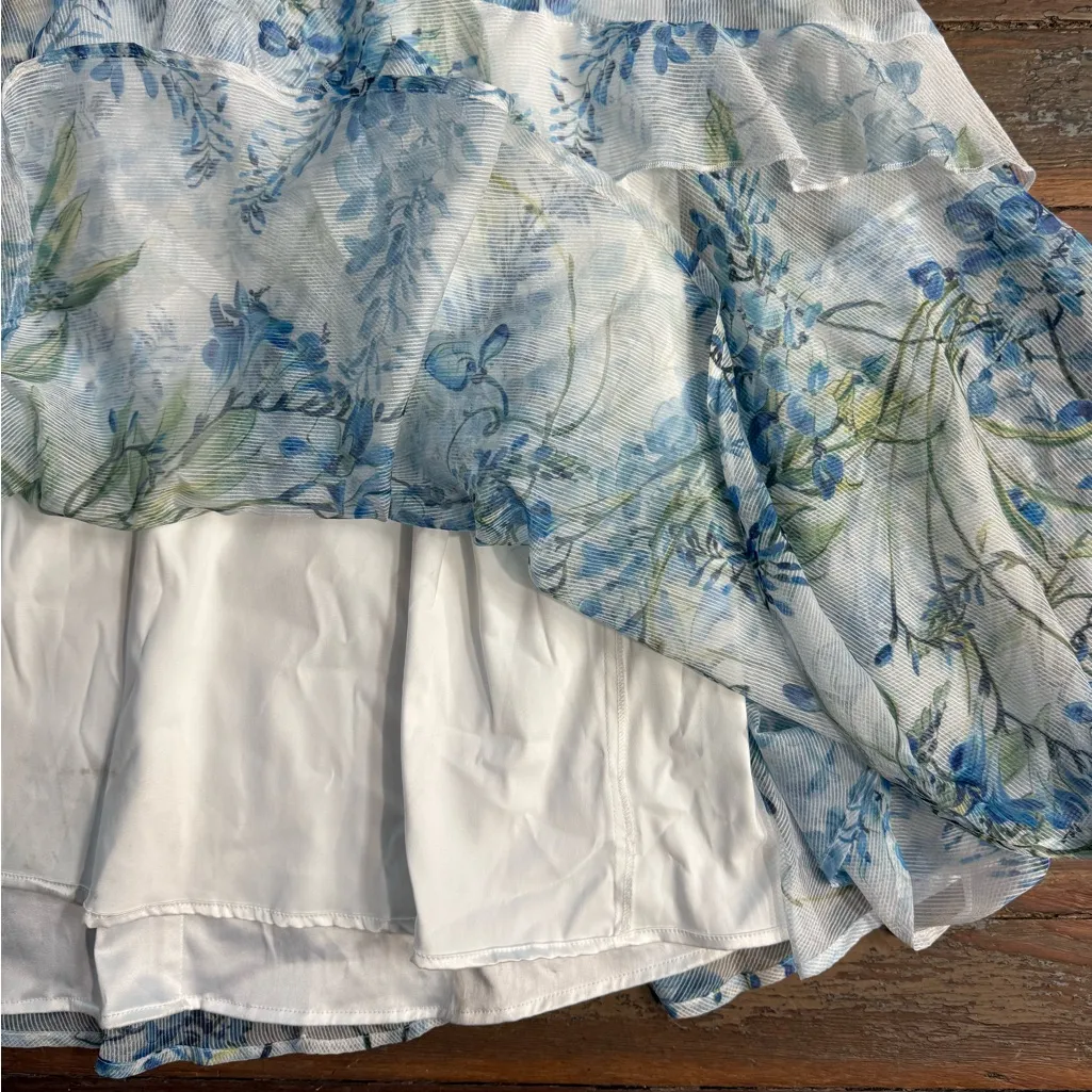 Alex Marie Lillian Chiffon Floral Ruffle Formal Maxi Dress Sz 8 🧡🍄 - Image 9