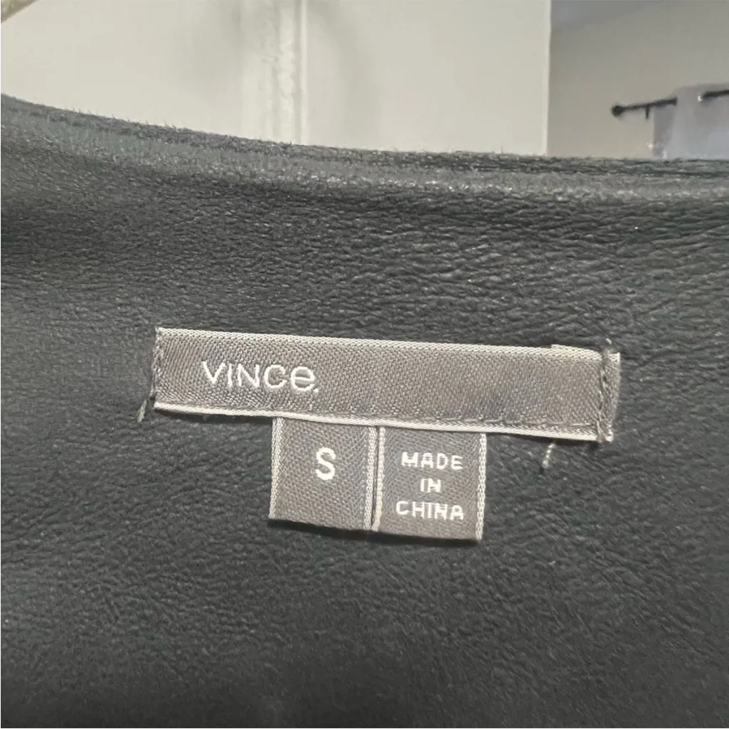 Vince Leather Draped Open Waterfall Front Jacket w/ Pockets & Flattering Fit - Image 6