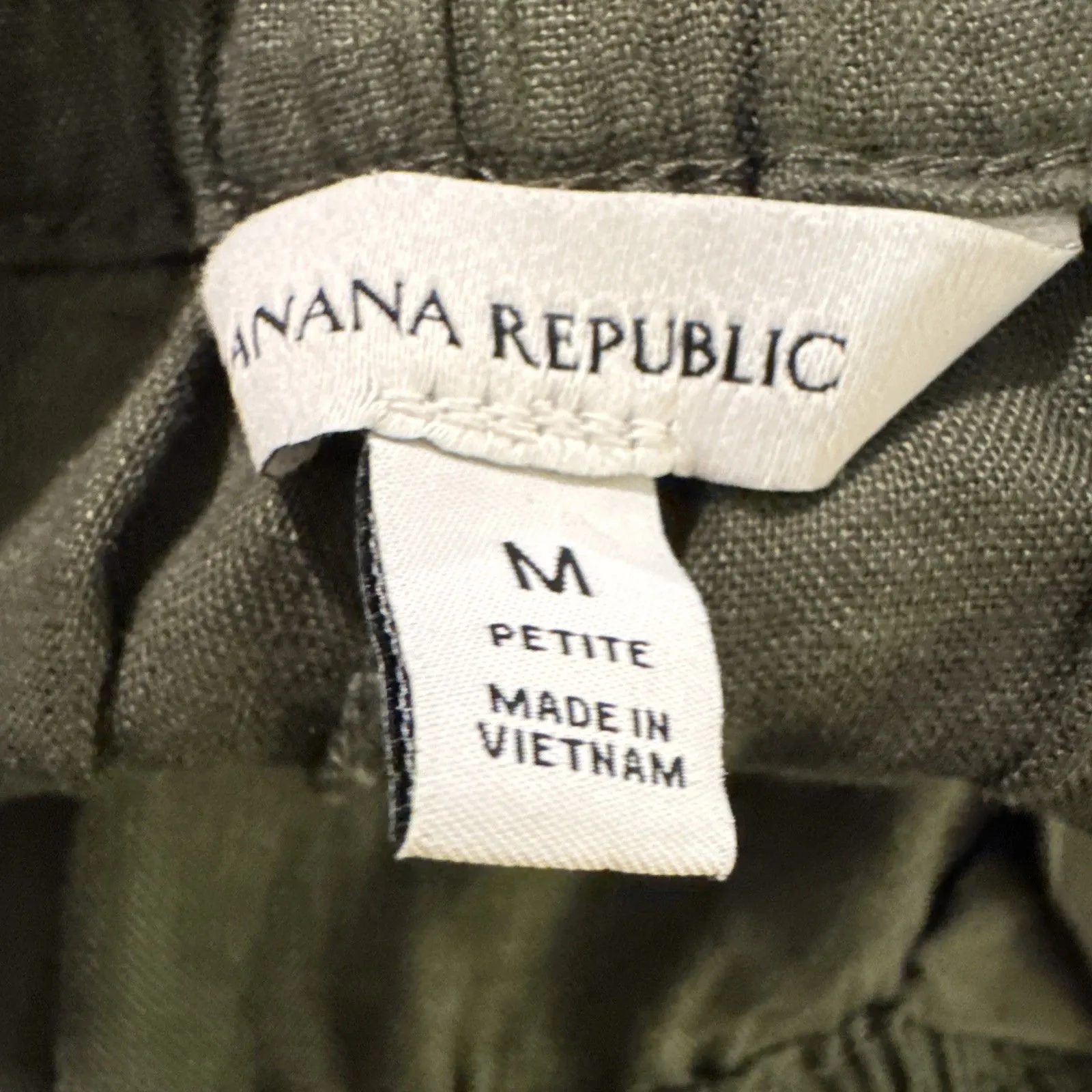 Banana Republic Linen Pants Drawstring Military Green Boho Petite M Lagenlook - Image 4
