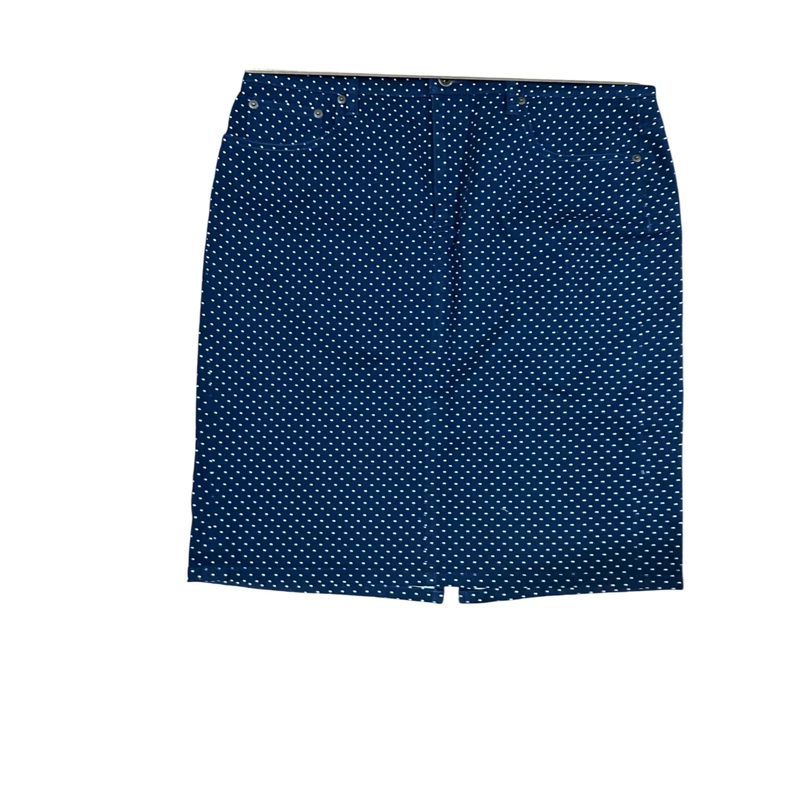 Lauren Jeans Company Polka Dot Pencil Skirt Classic Career‎ Navy 12 Blue - Image 2