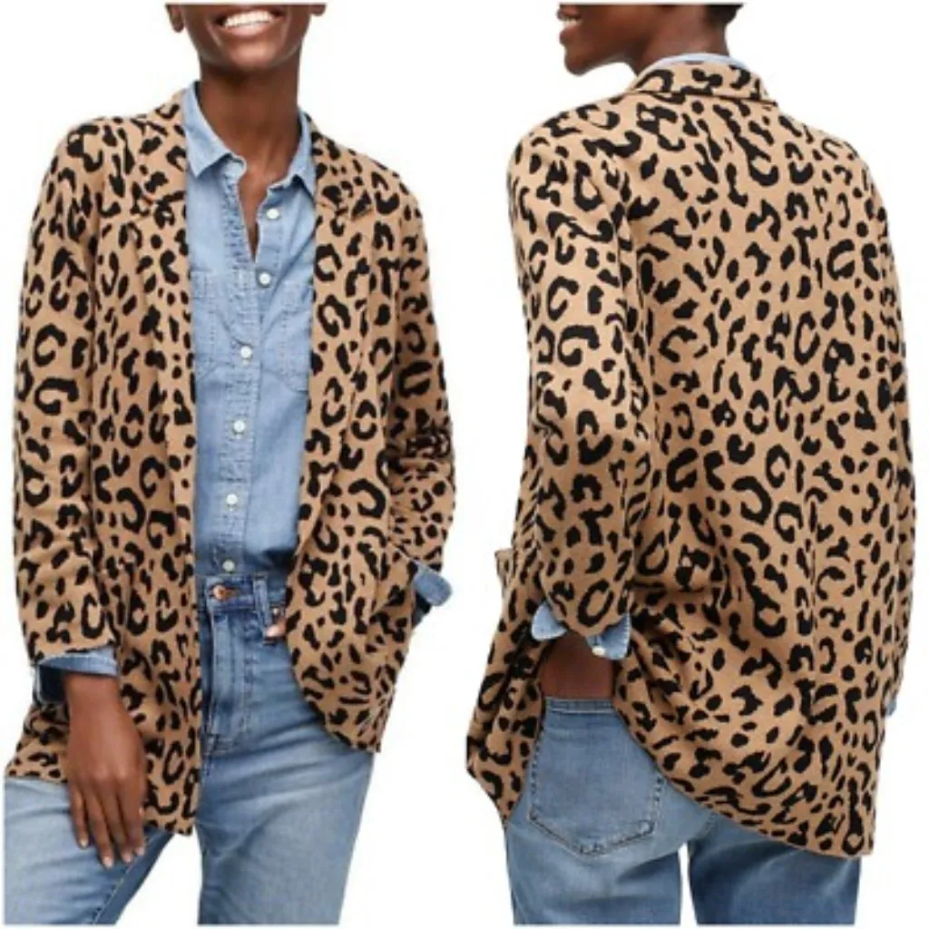 J. Crew Sophie open-front sweater-blazer in leopard - Image 2