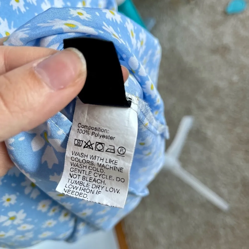 SheIn Light Blue Daisy Print Slip Dress | Size 6 | Ditzy Floral | EUC - Image 7