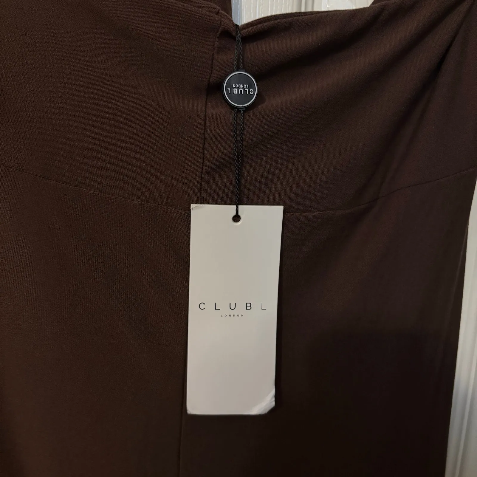 New Club L London Brown Perrie Halter Neck Maternity Maxi Dress Size UK 16 US 12 - Image 6