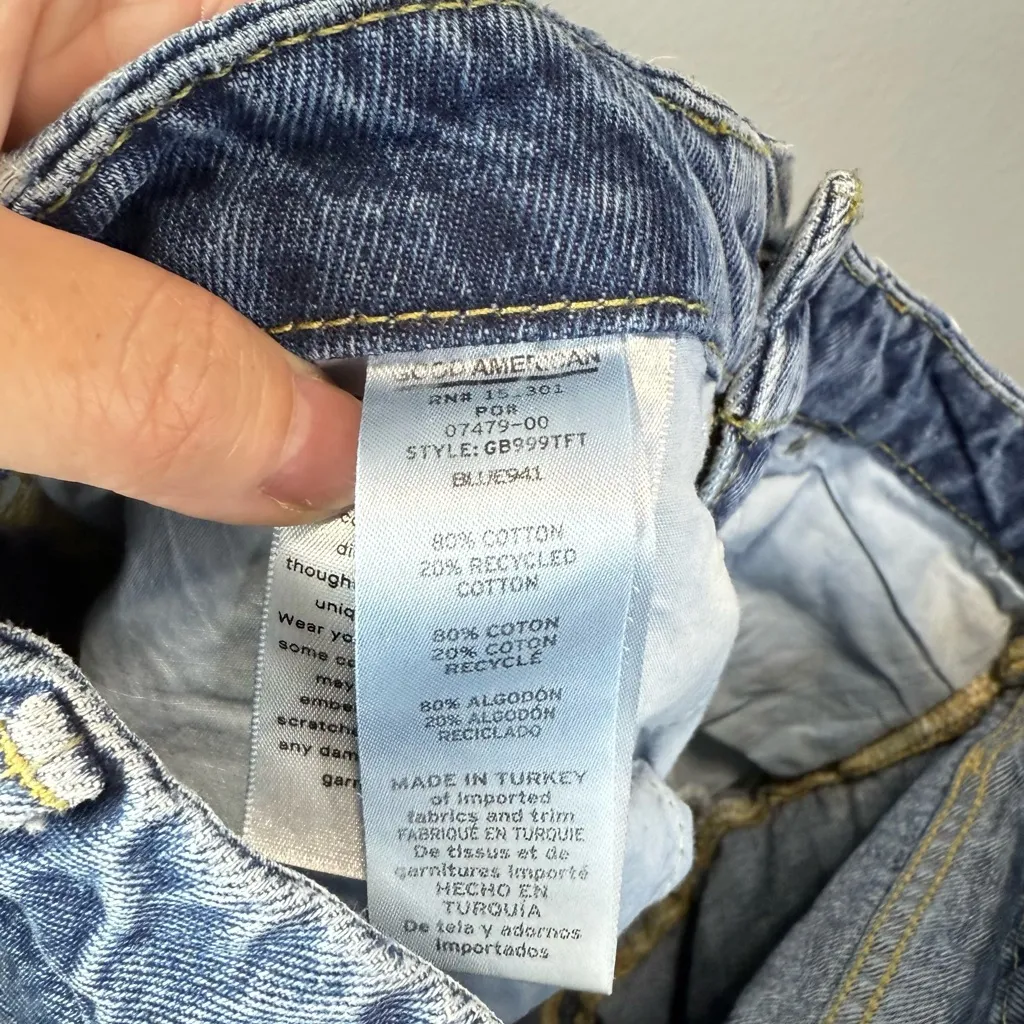 Good American Style GB999TFT Good Boy Jeans 32"‎ Inseam Blue941 Size 6 - Image 4