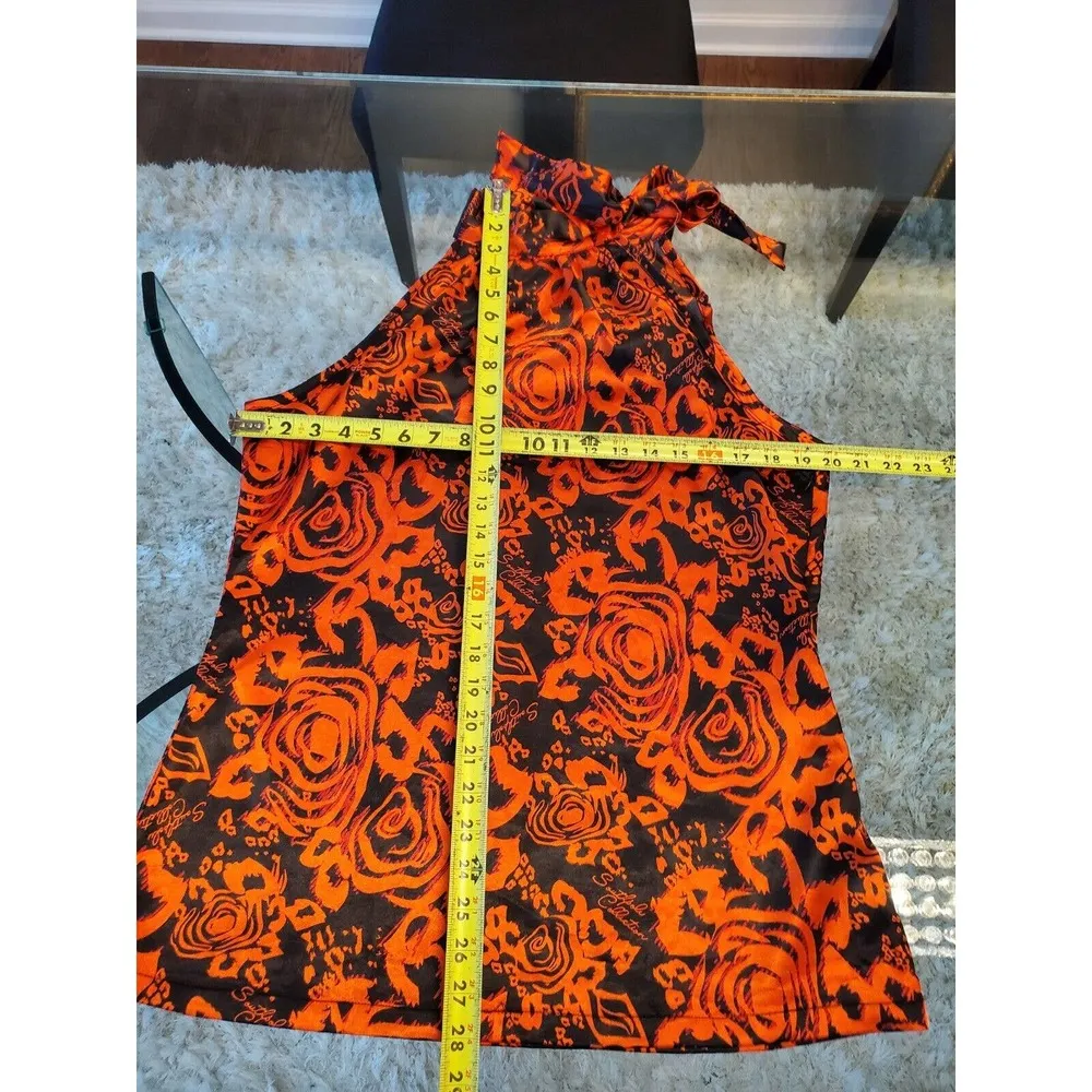 Soutlpole Collection Women's Black Floral Halter Neck Sleeveless Top Blouse XL - Image 7