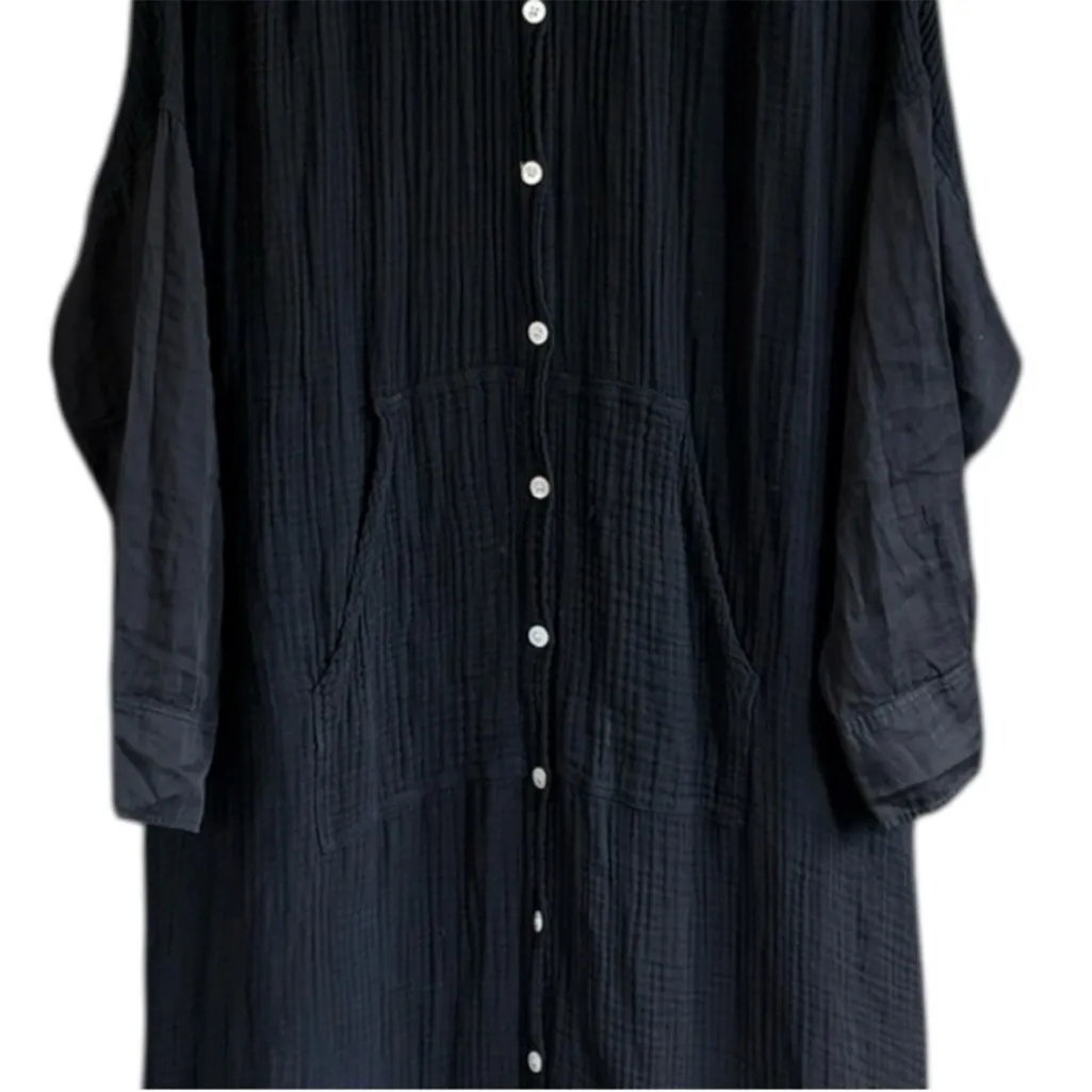 EUC Raquel Allegra Gauze Caftan Shirt
Dress Black One Size Fits Most Retail $495 - Image 8