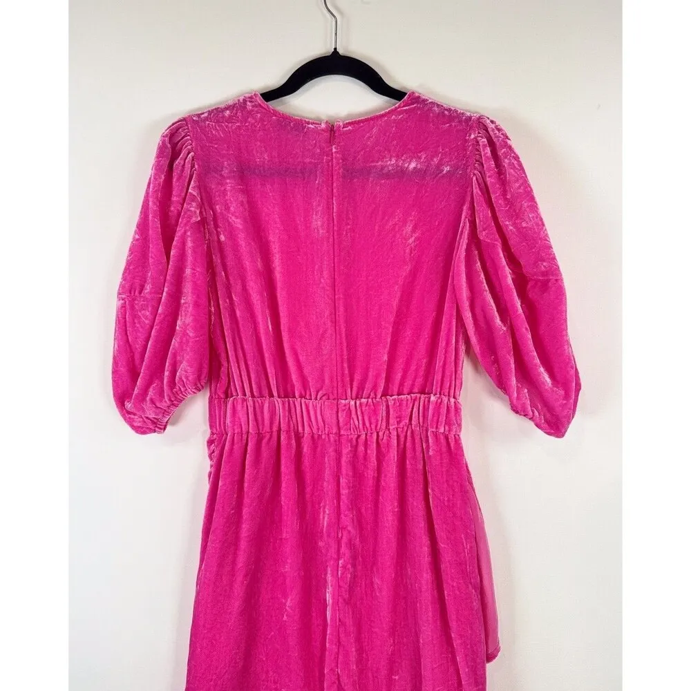 Rhode Womens Dress Pink Pia Velvet Mini Puffed Ruched Sheath Designer Size XS - Image 10