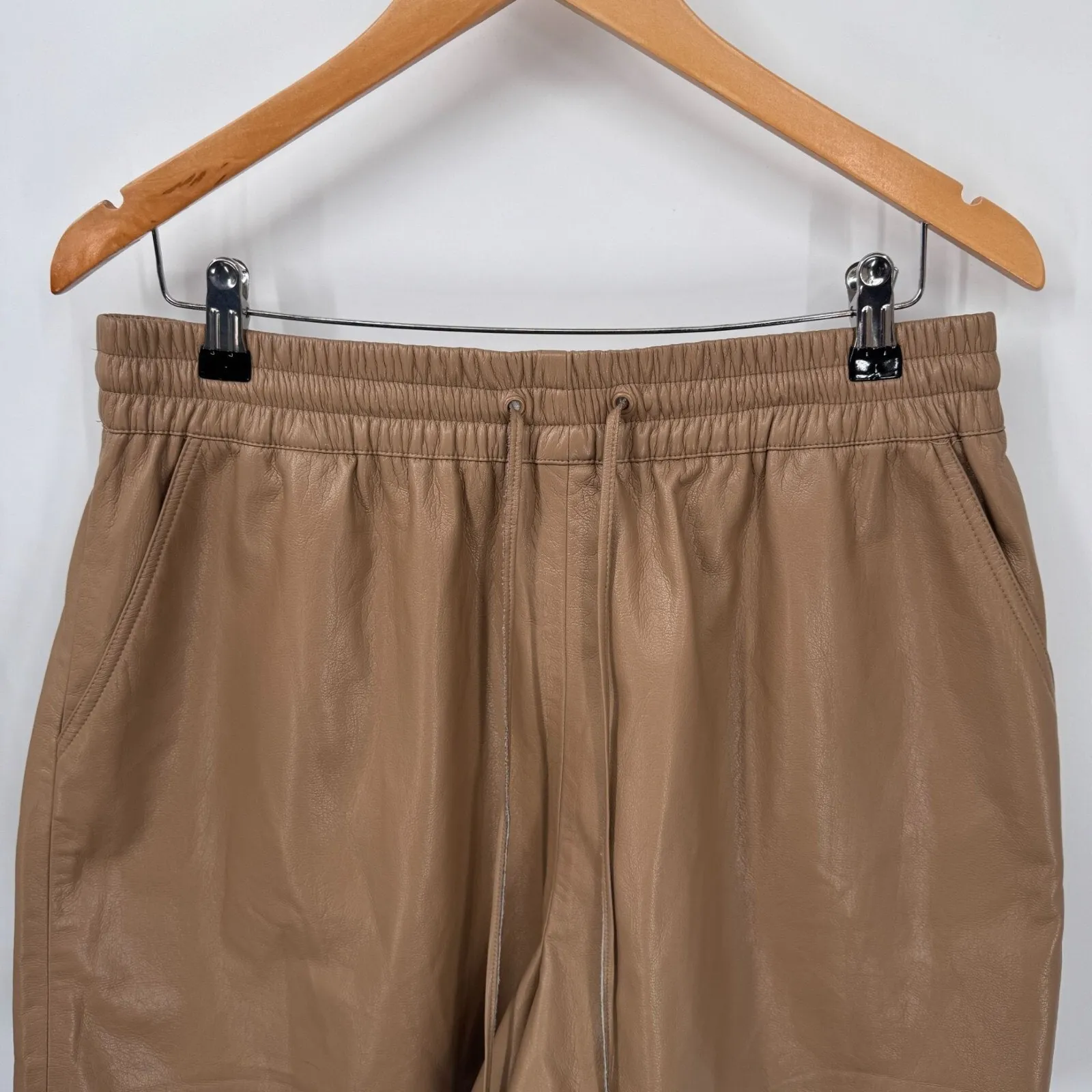 Good American Better Than‎ Leather High Waist Short Womens 4 XL Warm Carmel - Image 2